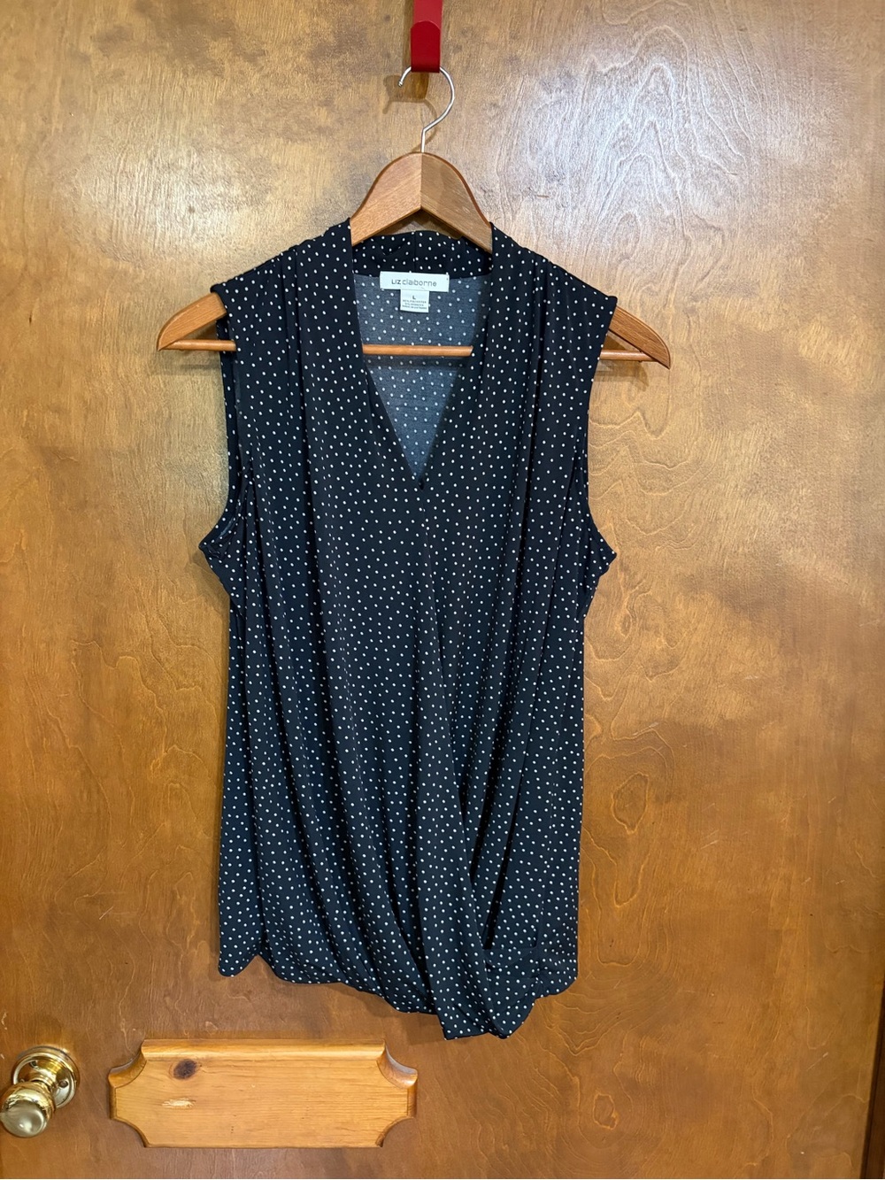 Liz Claiborne Black Polka Dot V-Neck Sleeveless Camisole